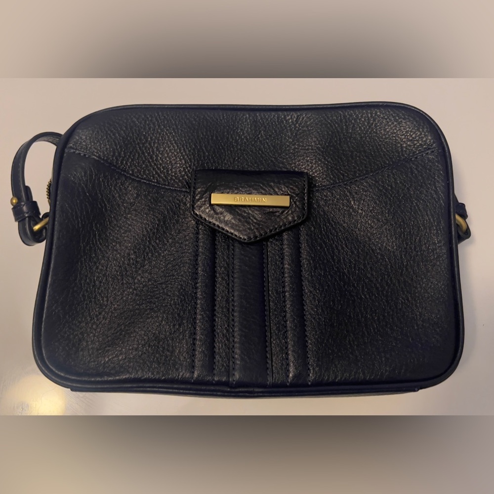 Brahmin Shea Anchor Mystic (Blue) Crossbody Leather Bag Gold Hardware Authentic